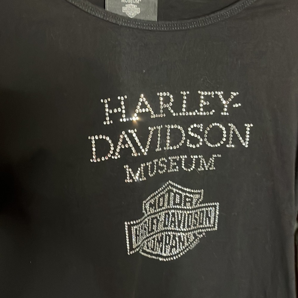 Harley Davidson long sleeve crew neck Bejeweled museum Tee Shirt - Picture 3 of 8